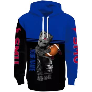 customized smu mustangs baby groot blue black hoodie best selling