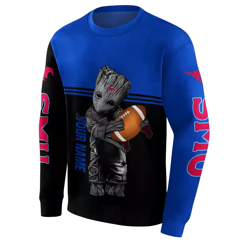 customized smu mustangs baby groot blue black hoodie new arrival customized smu mustangs baby groot blue black hoodie new arrival