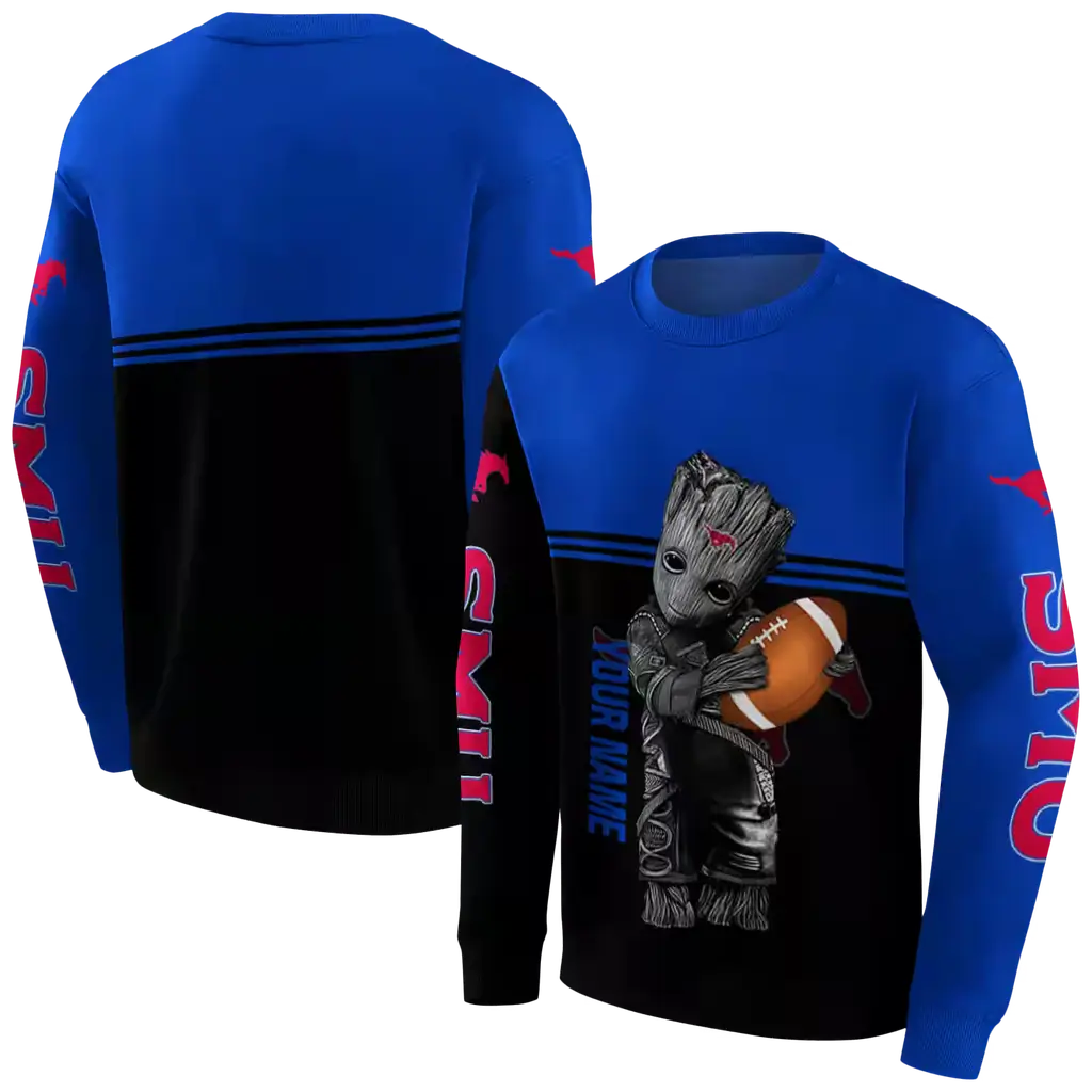 customized smu mustangs baby groot blue black hoodie premium grade customized smu mustangs baby groot blue black hoodie premium grade