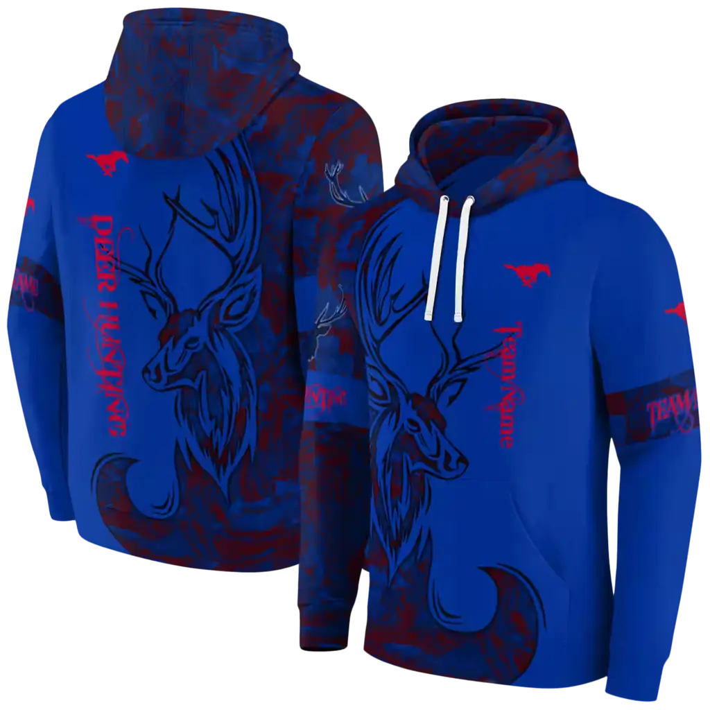 customized smu mustangs deer silhouette blue hoodie fashion forward customized smu mustangs deer silhouette blue hoodie fashion forward