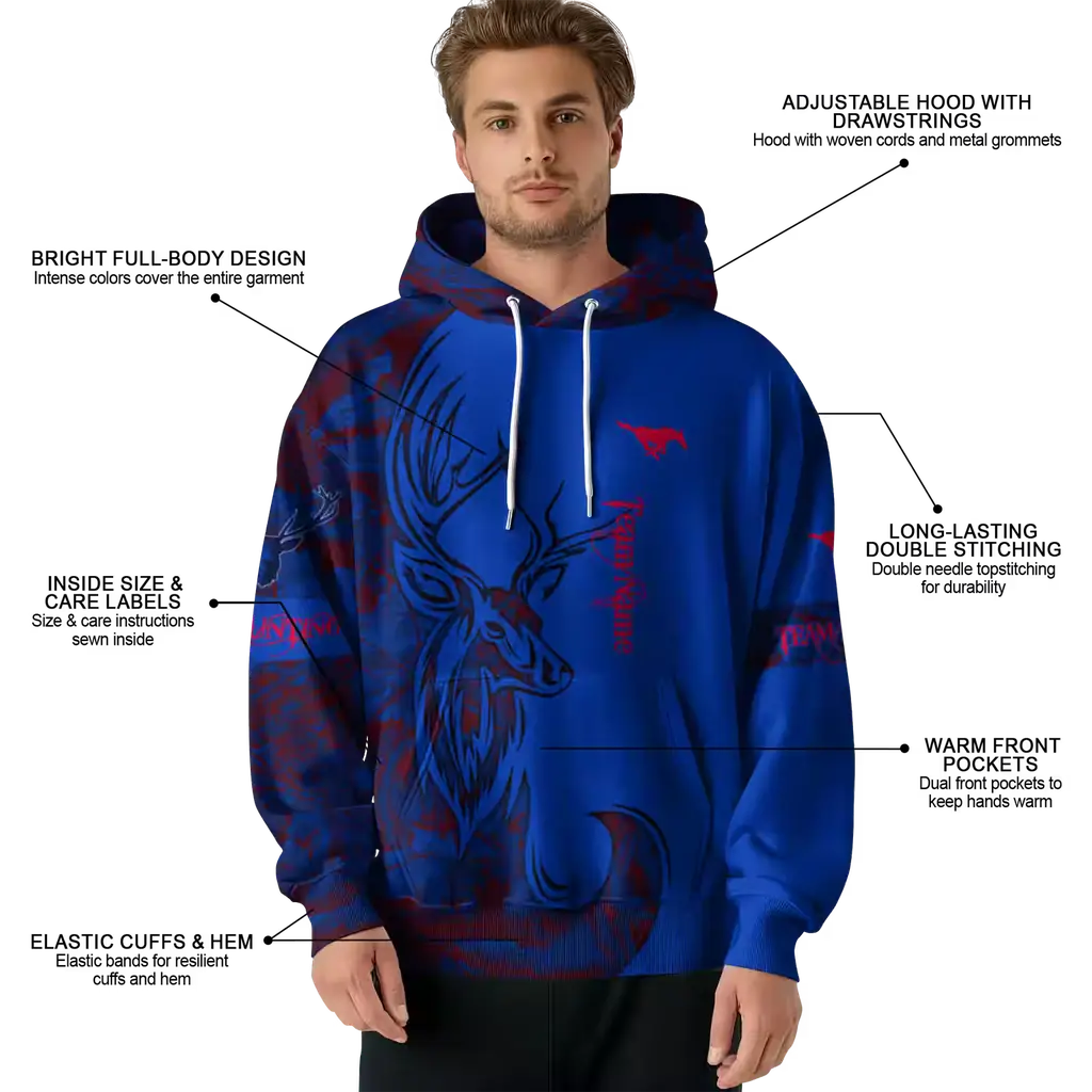 customized smu mustangs deer silhouette blue hoodie latest model customized smu mustangs deer silhouette blue hoodie latest model