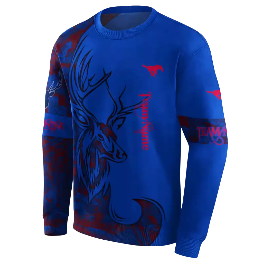 customized smu mustangs deer silhouette blue hoodie new arrival customized smu mustangs deer silhouette blue hoodie new arrival