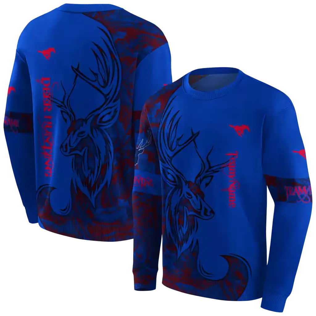 customized smu mustangs deer silhouette blue hoodie premium grade customized smu mustangs deer silhouette blue hoodie premium grade