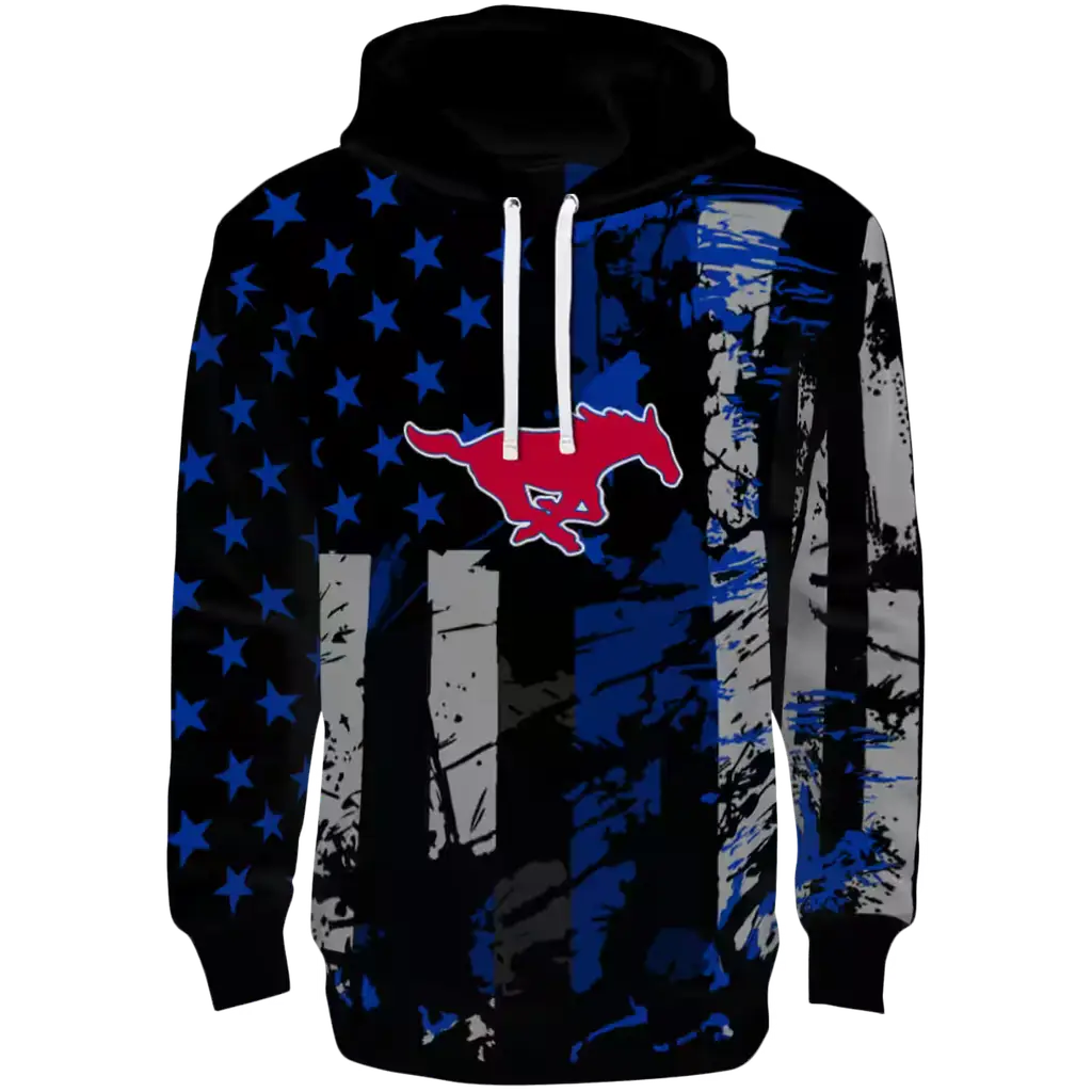 customized smu mustangs distressed flag blue black hoodie best selling customized smu mustangs distressed flag blue black hoodie best selling