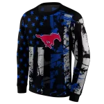 customized smu mustangs distressed flag blue black hoodie best selling