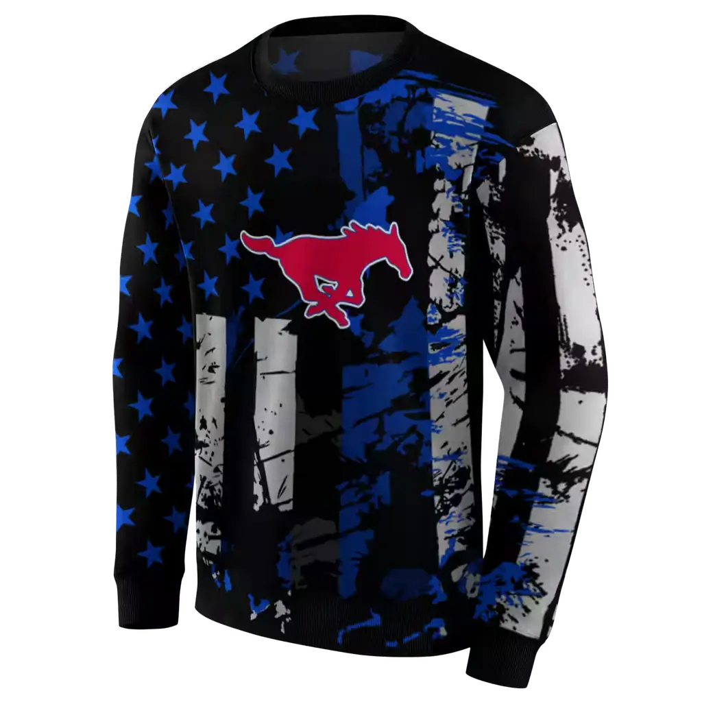 customized smu mustangs distressed flag blue black hoodie new arrival customized smu mustangs distressed flag blue black hoodie new arrival