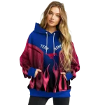 customized smu mustangs flame design blue hoodie best selling