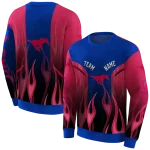 customized smu mustangs flame design blue hoodie best selling