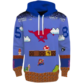 customized smu mustangs mario blue black hoodie best selling