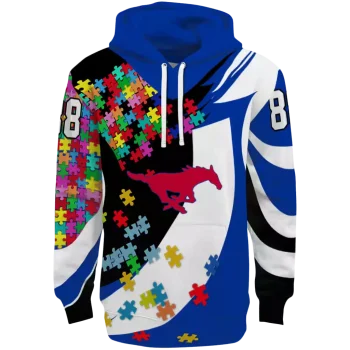 customized smu mustangs puzzle pieces blue hoodie best selling