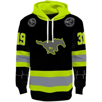 customized smu mustangs safety motif black neon green hoodie best selling