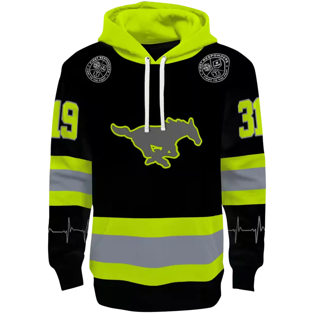 customized smu mustangs safety motif black neon green hoodie best selling customized smu mustangs safety motif black neon green hoodie best selling