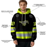 customized smu mustangs safety motif black neon green hoodie best selling