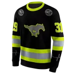 customized smu mustangs safety motif black neon green hoodie best selling