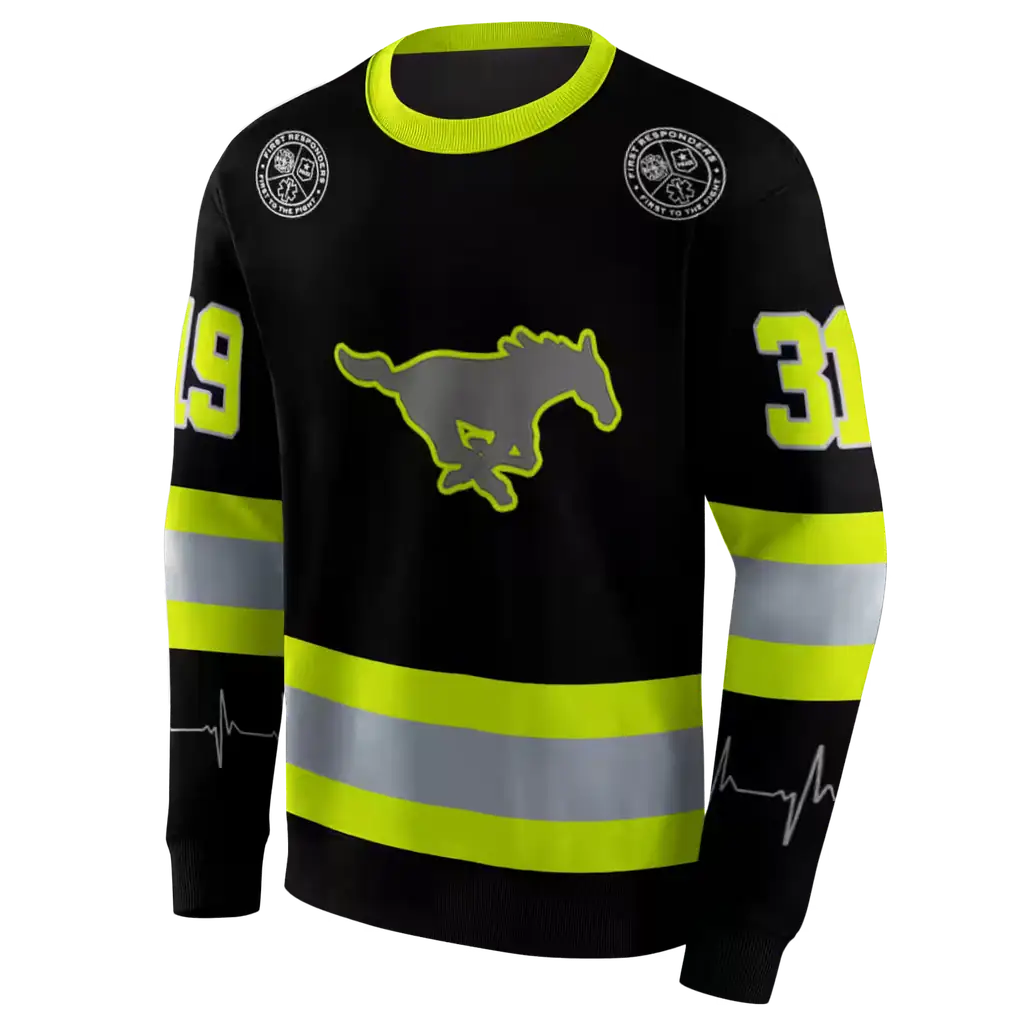 customized smu mustangs safety motif black neon green hoodie new arrival customized smu mustangs safety motif black neon green hoodie new arrival