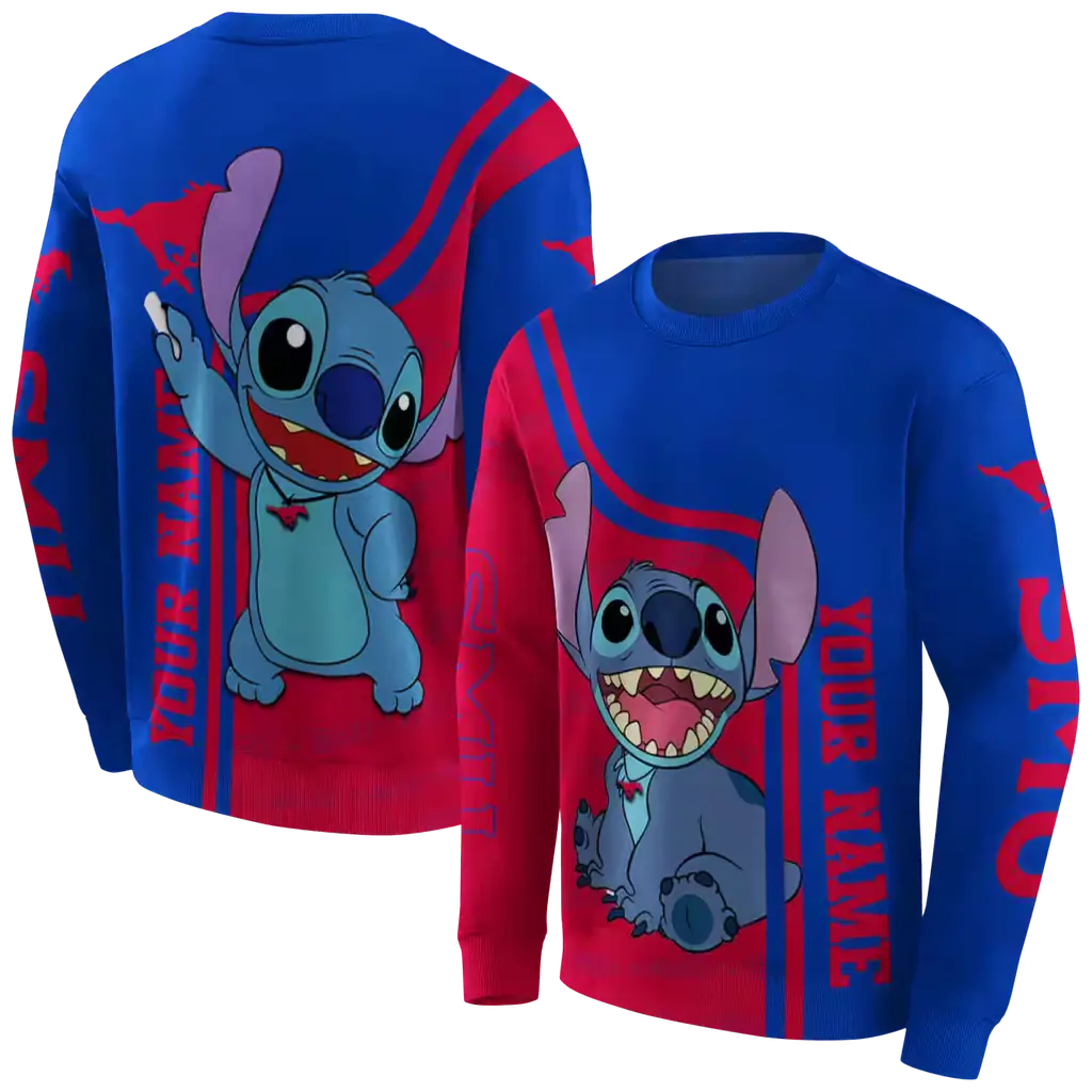 customized smu mustangs stitch blue hoodie premium grade customized smu mustangs stitch blue hoodie premium grade