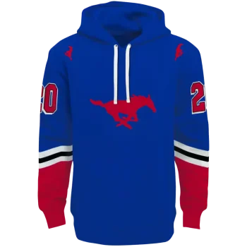 customized smu mustangs striped sleeves blue hoodie best selling