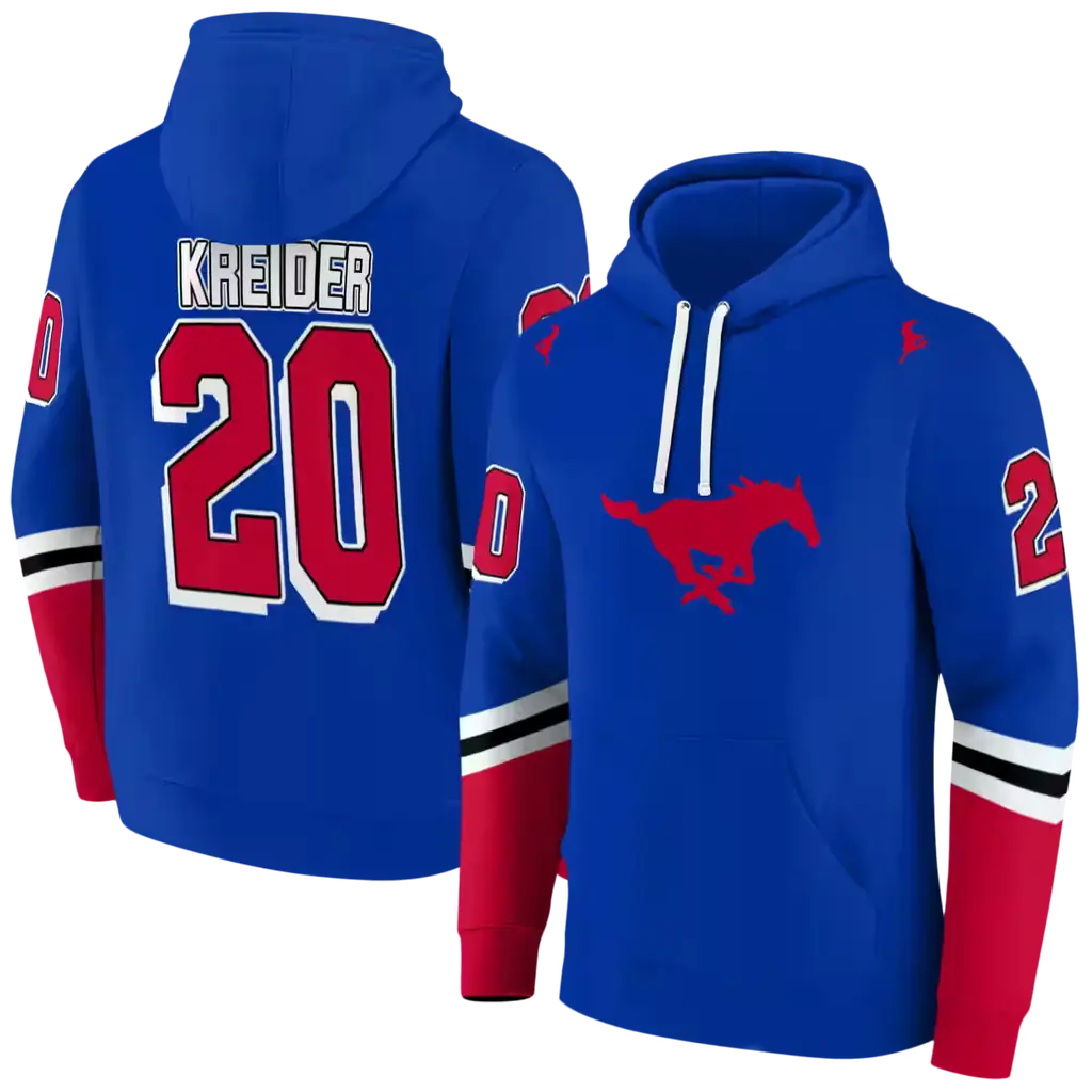 customized smu mustangs striped sleeves blue hoodie fashion forward customized smu mustangs striped sleeves blue hoodie fashion forward