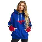 customized smu mustangs striped sleeves blue hoodie best selling