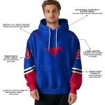 customized smu mustangs striped sleeves blue hoodie best selling