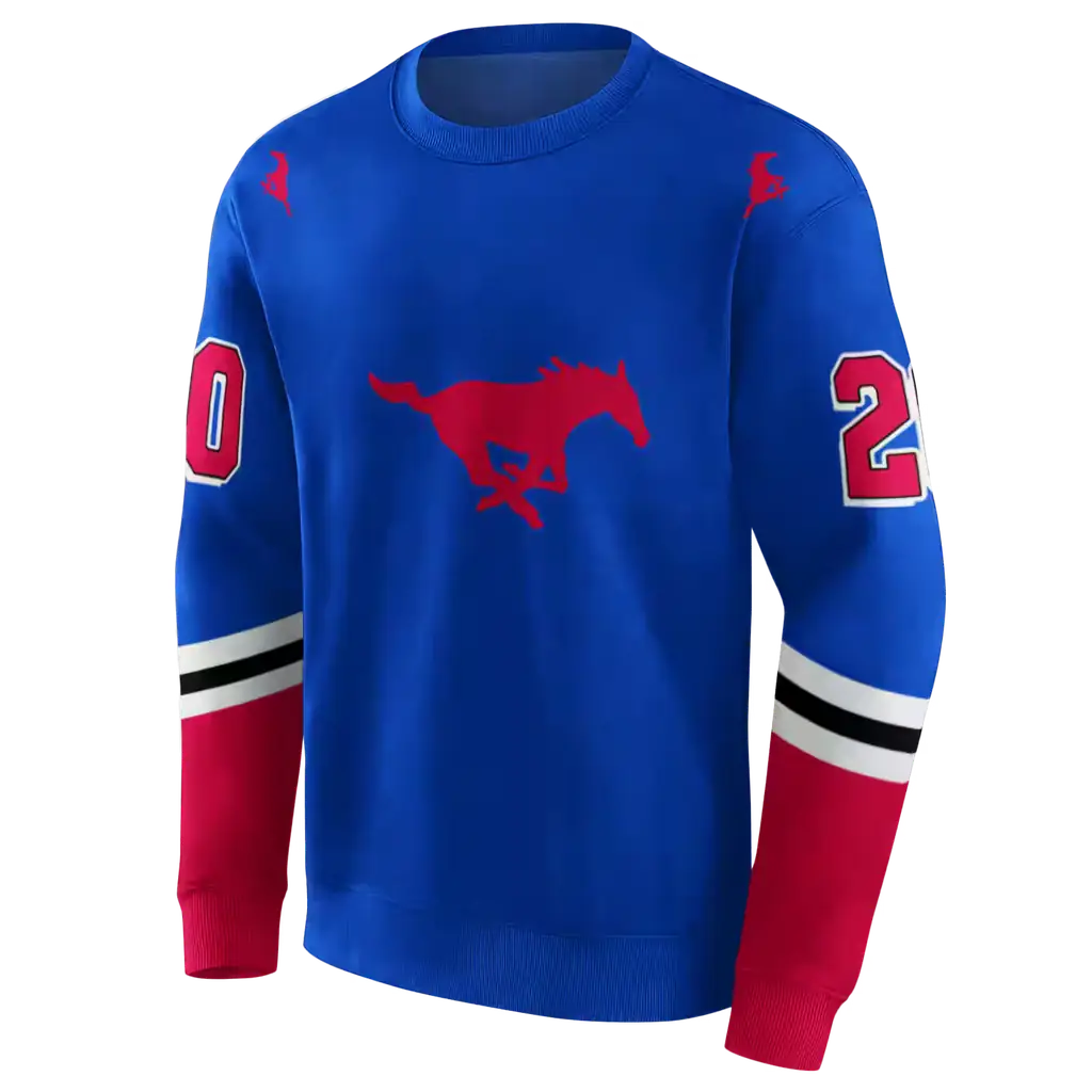 customized smu mustangs striped sleeves blue hoodie new arrival customized smu mustangs striped sleeves blue hoodie new arrival