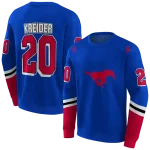 customized smu mustangs striped sleeves blue hoodie best selling