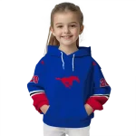 customized smu mustangs striped sleeves blue hoodie best selling