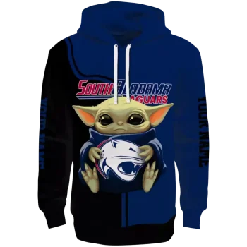 customized south alabama jaguars baby yoda blue black hoodie best selling