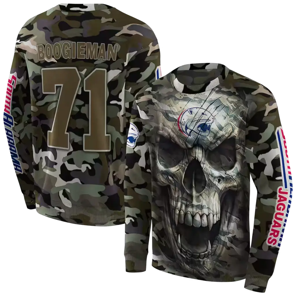 customized south alabama jaguars camo skull hoodie premium grade customized south alabama jaguars camo skull hoodie premium grade
