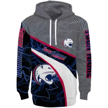 customized south alabama jaguars hexagonal mesh blue black gray hoodie best selling
