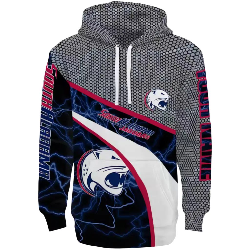 customized south alabama jaguars hexagonal mesh blue black gray hoodie best selling customized south alabama jaguars hexagonal mesh blue black gray hoodie best selling