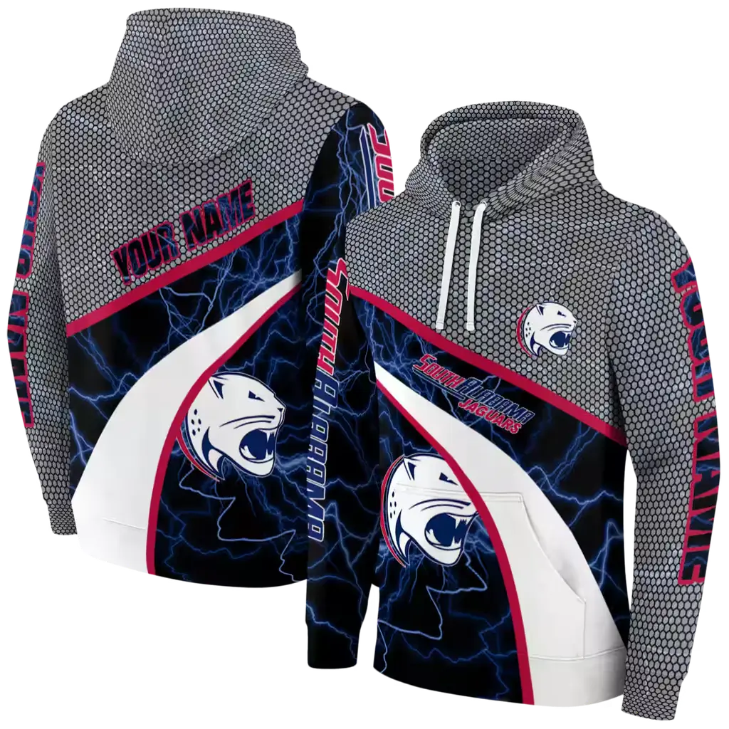 customized south alabama jaguars hexagonal mesh blue black gray hoodie fashion forward customized south alabama jaguars hexagonal mesh blue black gray hoodie fashion forward