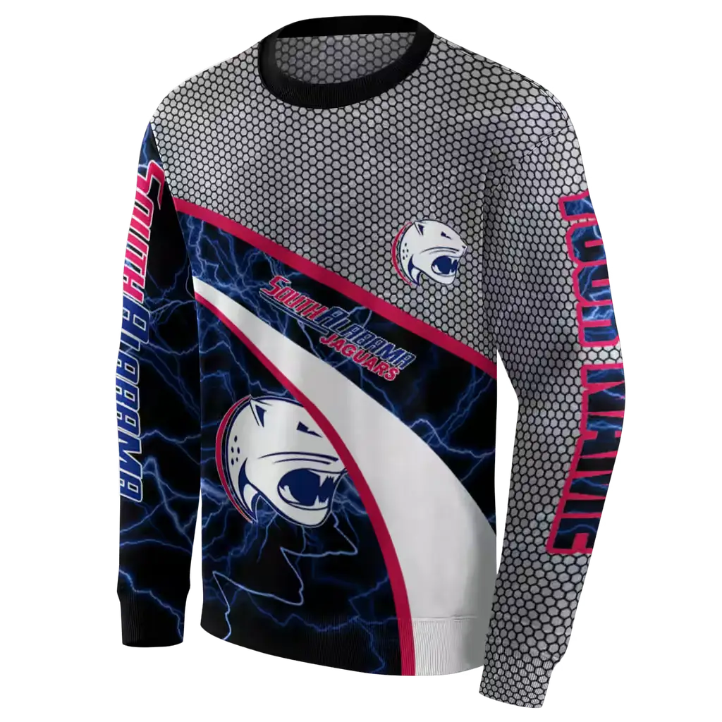 customized south alabama jaguars hexagonal mesh blue black gray hoodie new arrival customized south alabama jaguars hexagonal mesh blue black gray hoodie new arrival