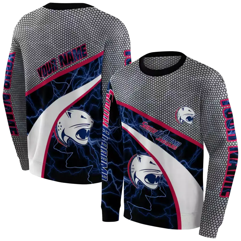 customized south alabama jaguars hexagonal mesh blue black gray hoodie premium grade customized south alabama jaguars hexagonal mesh blue black gray hoodie premium grade