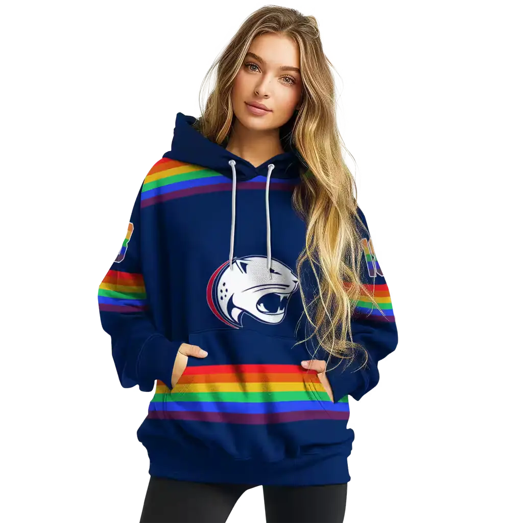 customized south alabama jaguars rainbow stripes blue hoodie high quality customized south alabama jaguars rainbow stripes blue hoodie high quality