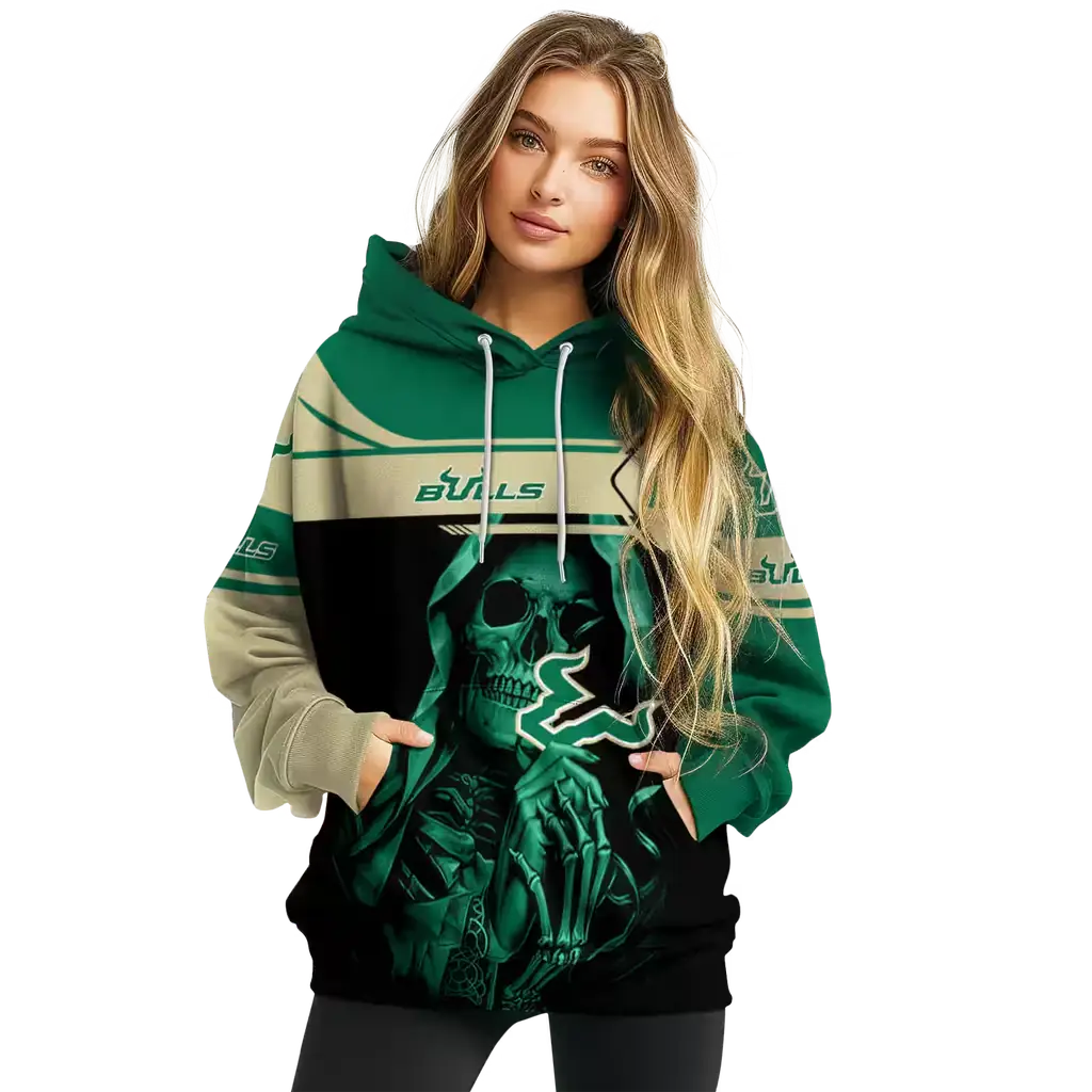 customized south florida bulls grim reaper green black hoodie high quality customized south florida bulls grim reaper green black hoodie high quality
