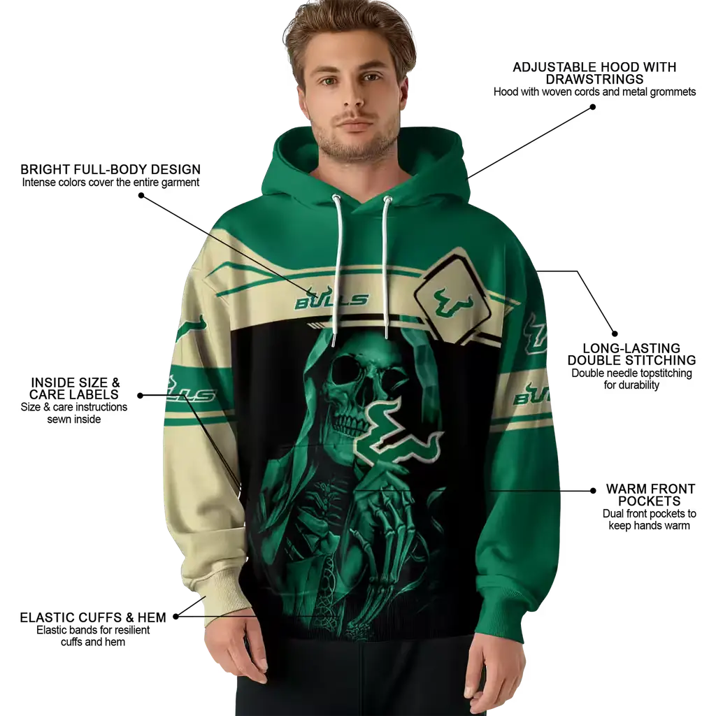customized south florida bulls grim reaper green black hoodie latest model customized south florida bulls grim reaper green black hoodie latest model