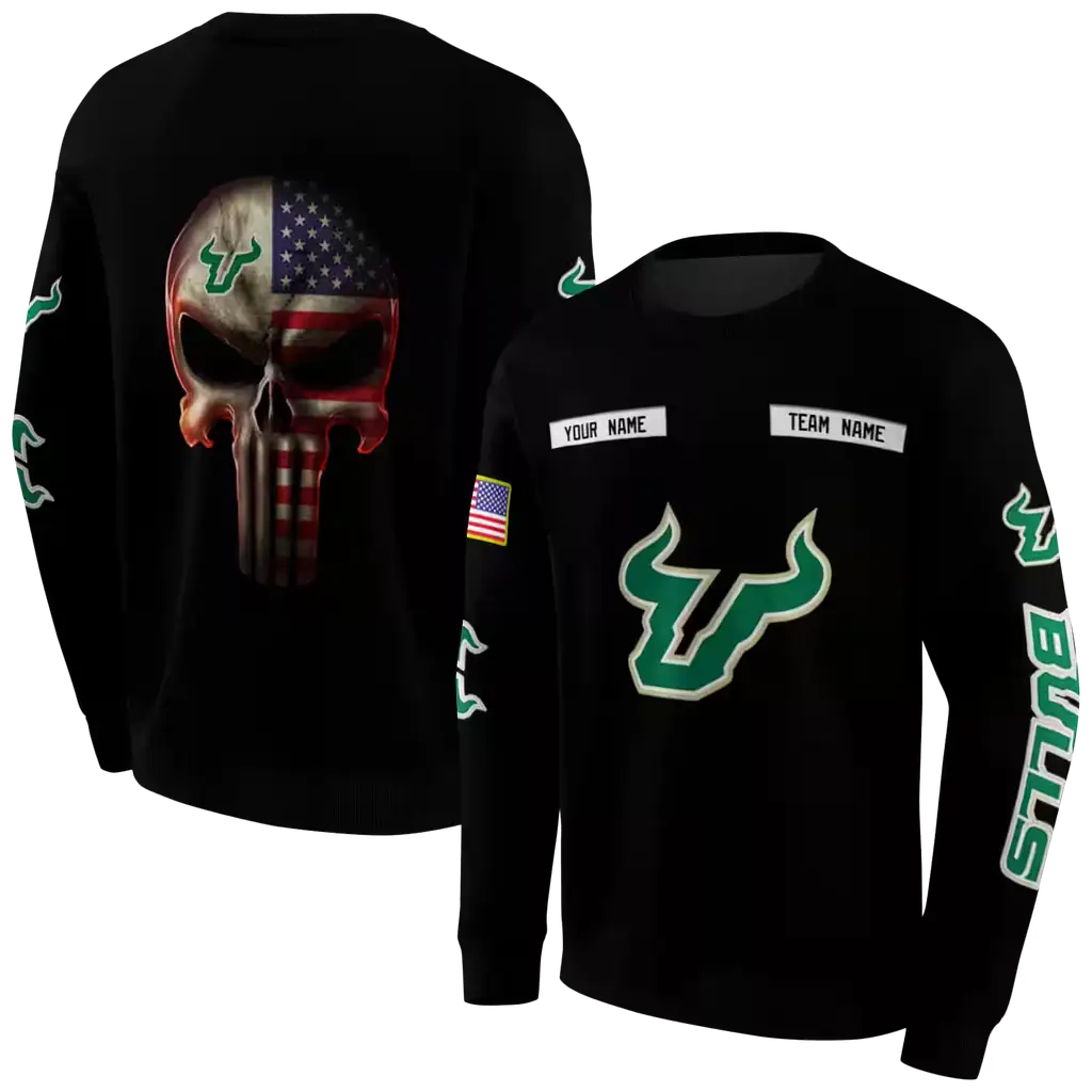 customized south florida bulls punisher skull black hoodie premium grade customized south florida bulls punisher skull black hoodie premium grade