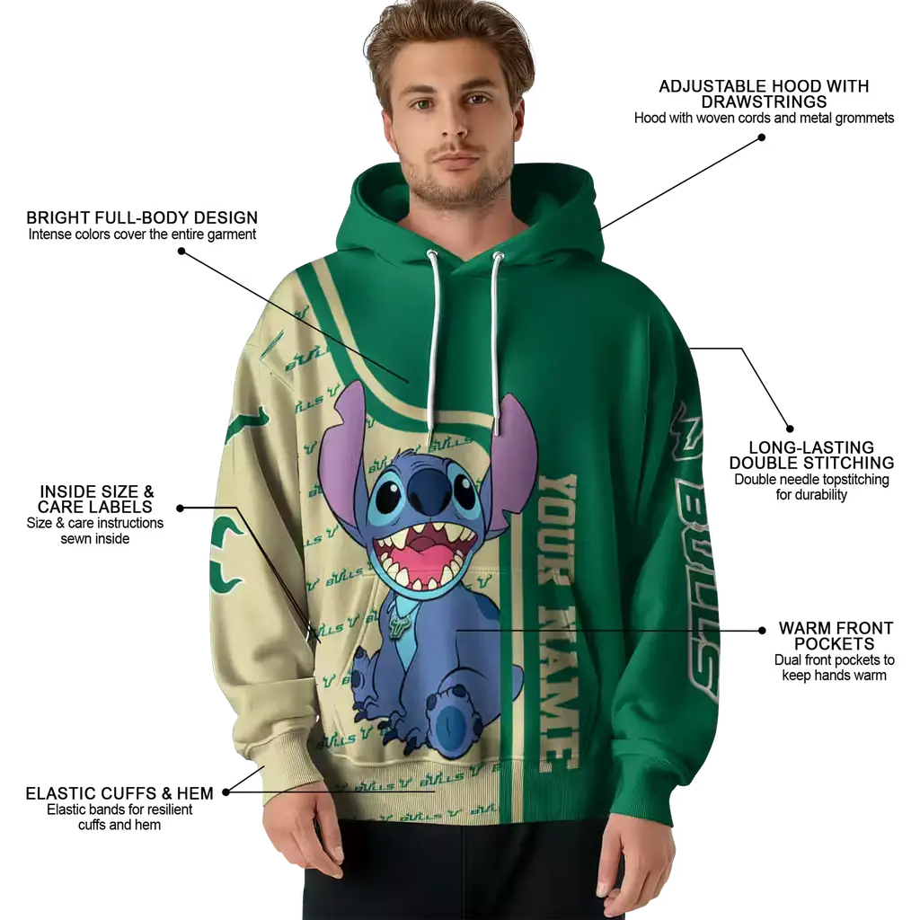 customized south florida bulls stitch green hoodie latest model customized south florida bulls stitch green hoodie latest model