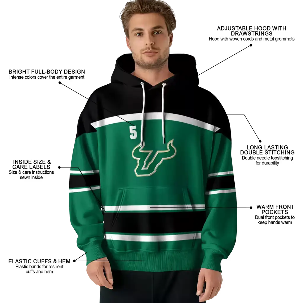 customized south florida bulls striped pattern green hoodie latest model customized south florida bulls striped pattern green hoodie latest model