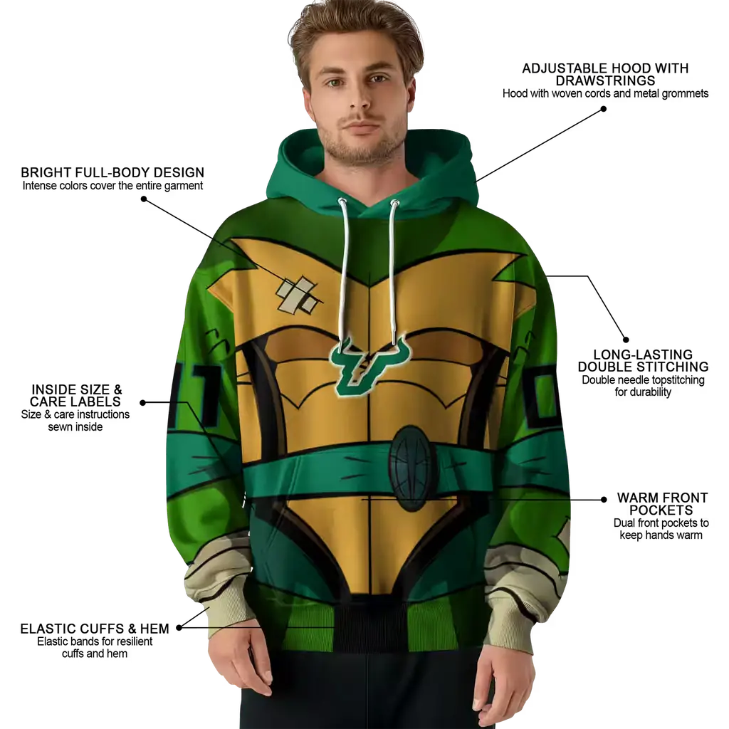 customized south florida bulls superhero armor green hoodie latest model customized south florida bulls superhero armor green hoodie latest model