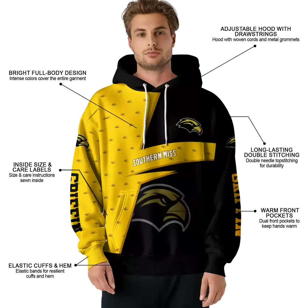 customized southern miss golden eagles abstract shape black hoodie latest model customized southern miss golden eagles abstract shape black hoodie latest model