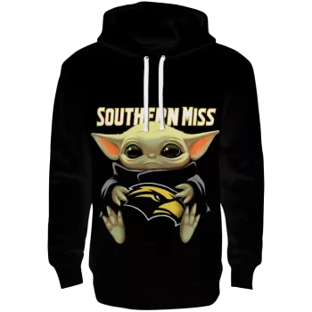 customized southern miss golden eagles baby yoda black hoodie best selling