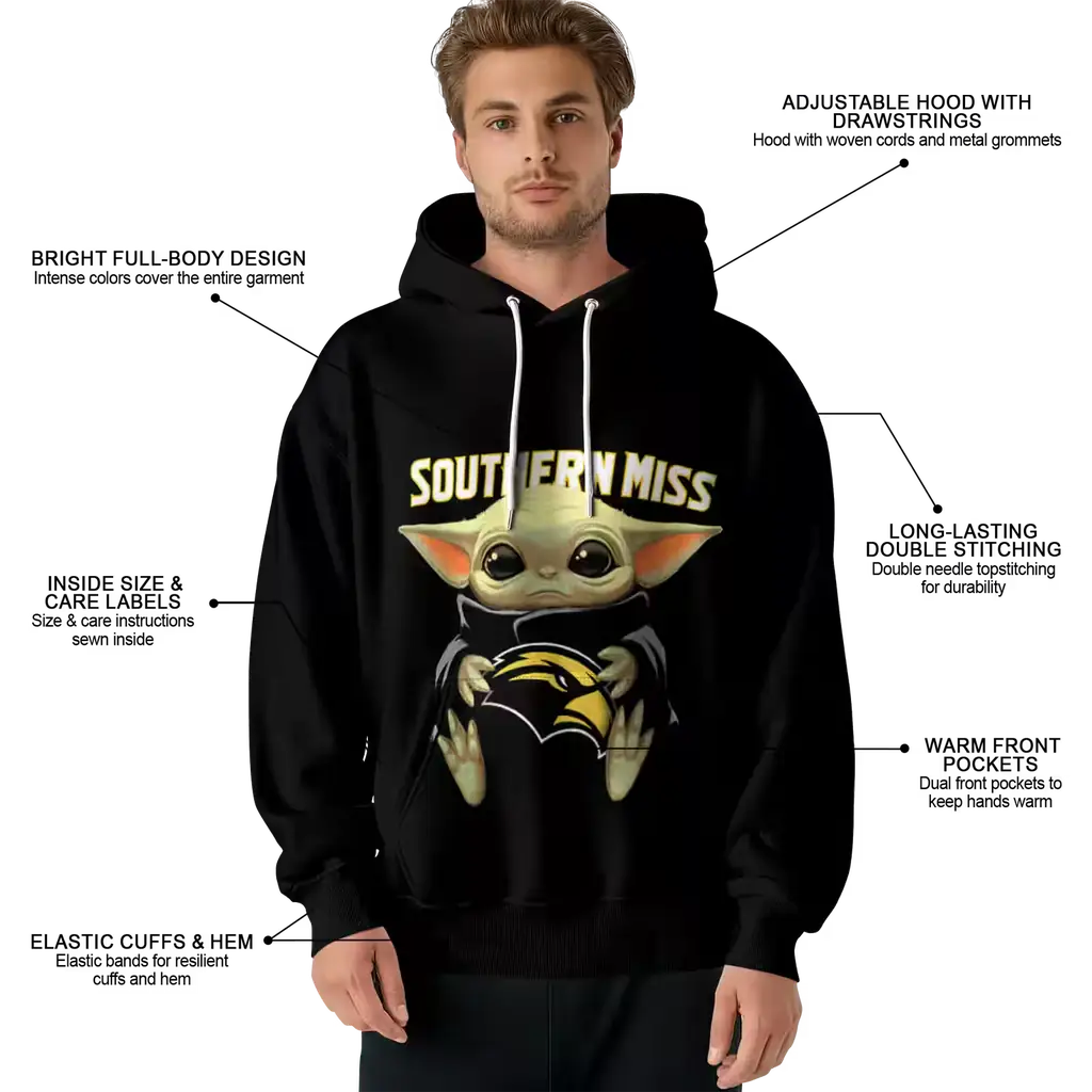 customized southern miss golden eagles baby yoda black hoodie latest model customized southern miss golden eagles baby yoda black hoodie latest model