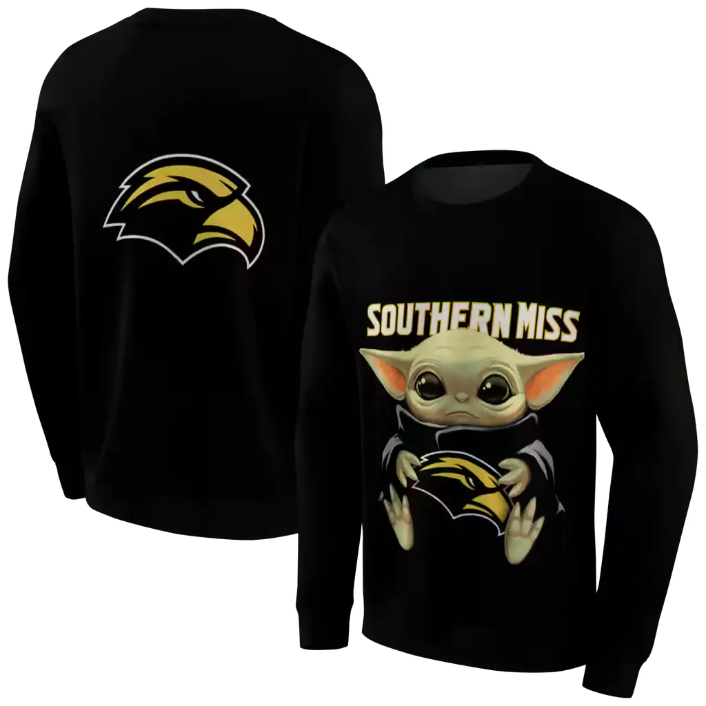customized southern miss golden eagles baby yoda black hoodie premium grade customized southern miss golden eagles baby yoda black hoodie premium grade