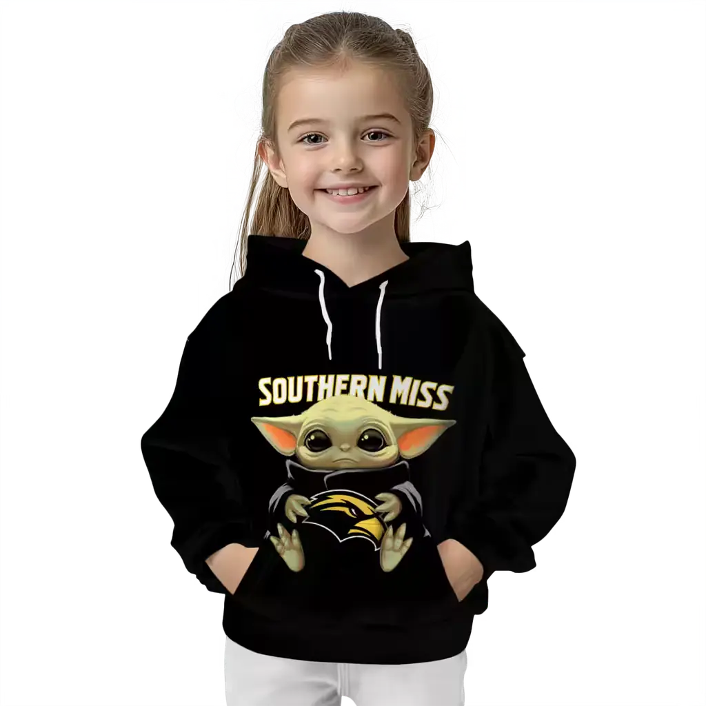customized southern miss golden eagles baby yoda black hoodie top rated customized southern miss golden eagles baby yoda black hoodie top rated