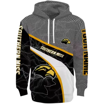 customized southern miss golden eagles hexagonal mesh black gray hoodie best selling