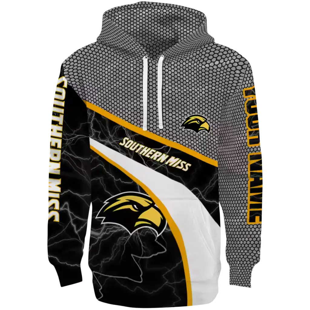 customized southern miss golden eagles hexagonal mesh black gray hoodie best selling customized southern miss golden eagles hexagonal mesh black gray hoodie best selling