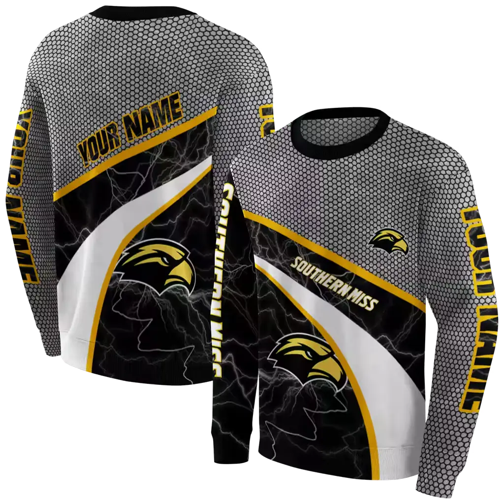 customized southern miss golden eagles hexagonal mesh black gray hoodie premium grade customized southern miss golden eagles hexagonal mesh black gray hoodie premium grade