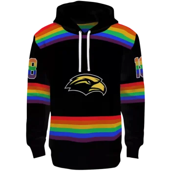 customized southern miss golden eagles rainbow stripes black hoodie best selling